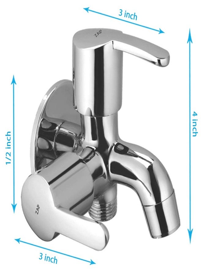 Zap 2 in 1 Brass Bib Cock Tap | Two in One Multi Tap with Wall Flange | Quarter Turn (Foam Flow/Chrome Finish) - Image 5